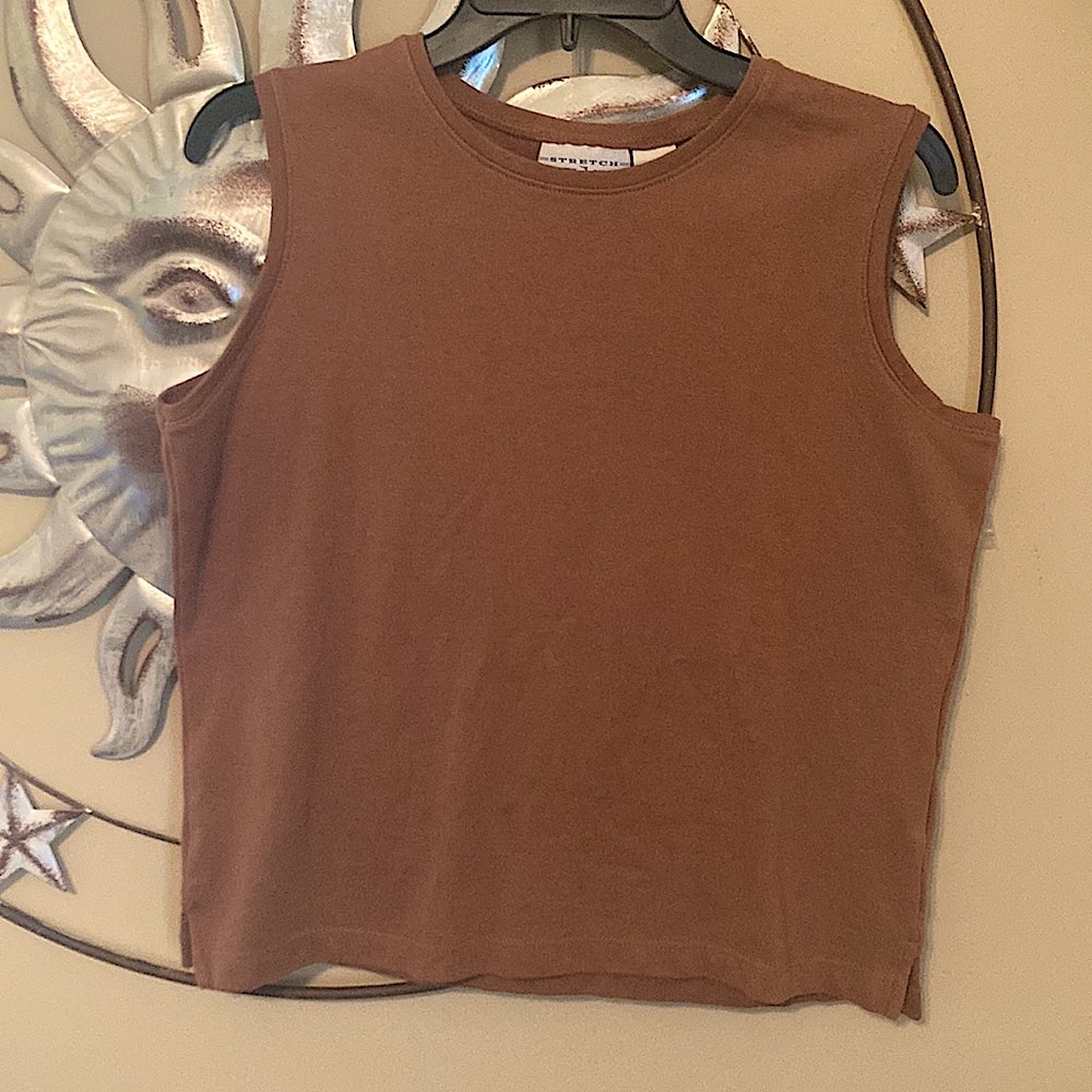 Camel Brown White Stag Stretch Tank Top